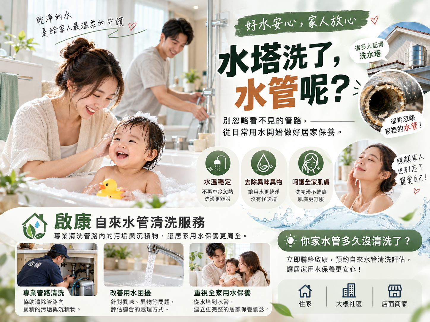 啟康自來水管清洗服務與居家用水管路保養